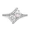 Sterling Silver Rhodium-plated CZ Two Stone Polished Bypass Ring