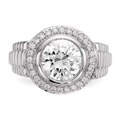 Sterling Silver Rhodium-plated Mens CZ Ring