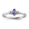 Sterling Silver Rhodium Diam. and Tanzanite Ring