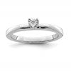 Sterling Silver Rhodium Plated Polished Diamond Heart Shape Ring
