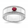 Sterling Silver Rhod-plated Men's African Ruby and White Topaz Ring