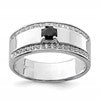 Sterling Silver Rhodium-plated Men's Onyx and White Topaz Ring