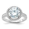 Sterling Silver Rhodium-plated 8mm Center Halo CZ Ring