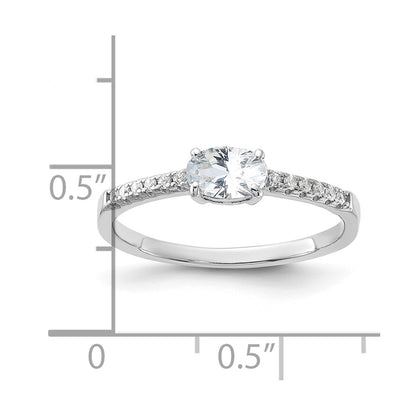 Sterling Silver Rhodium-plated Oval CZ Ring