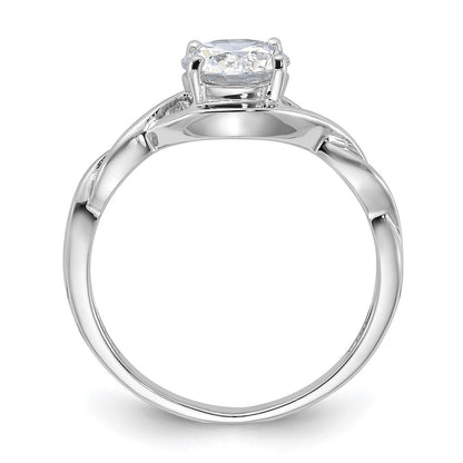 Sterling Silver Rhodium-plated 6.5mm CZ Twisted Ring