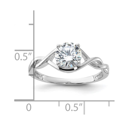 Sterling Silver Rhodium-plated 6.5mm CZ Twisted Ring