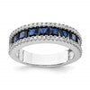 Sterling Silver Rhodium-plated Lab Cr Blue Spinel & CZ Ring