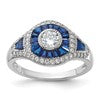 Sterling Silver Rhodium-plated Lab Created Blue Spinel & CZ Ring