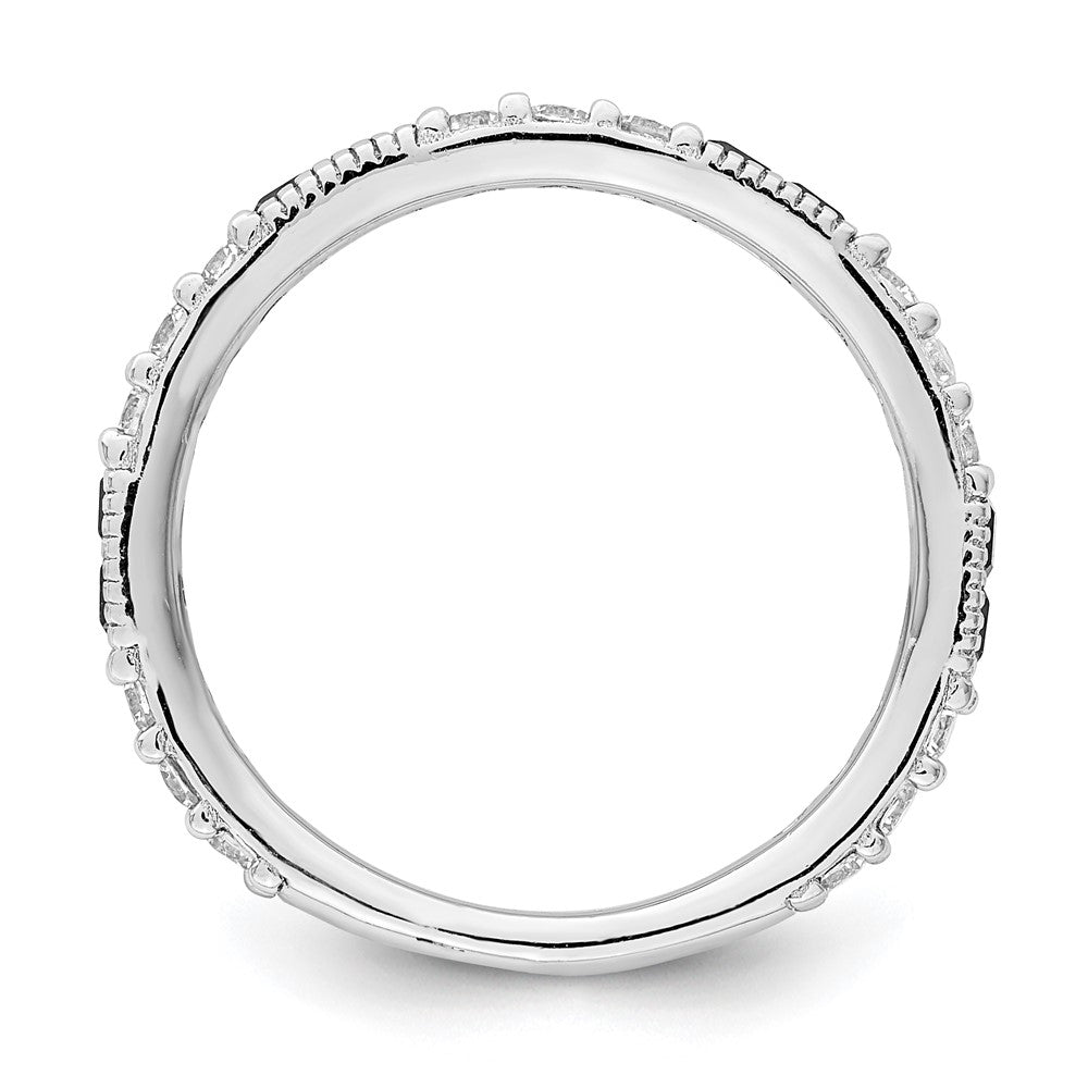 Sterling Silver Rhodium-plated Lab Cr Blue Spinel & CZ Ring