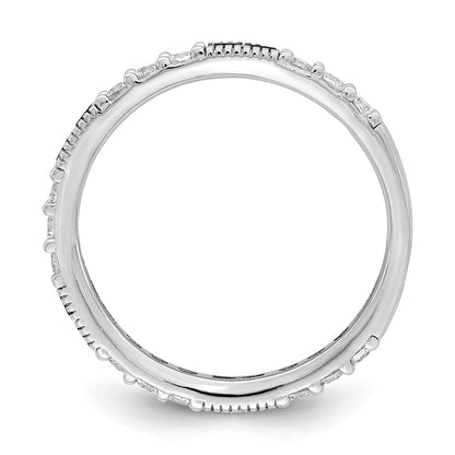 Sterling Silver Rhodium-plated Synthetic Green Spinel & CZ Band