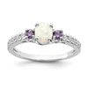 Sterling Silver Rhodium-plated Lab Created Opal and CZ Ring