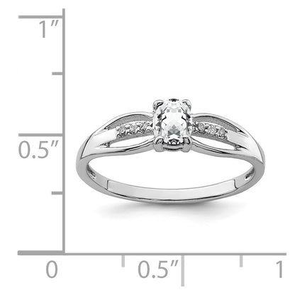 Sterling Silver Rhod-plated Diamond White Topaz Ring