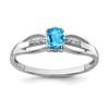 Sterling Silver Rhod-plated Diamond Light Swiss Blue Topaz Ring