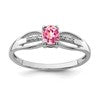 Sterling Silver Rhodium-plated Diamond Pink Tourmaline Ring