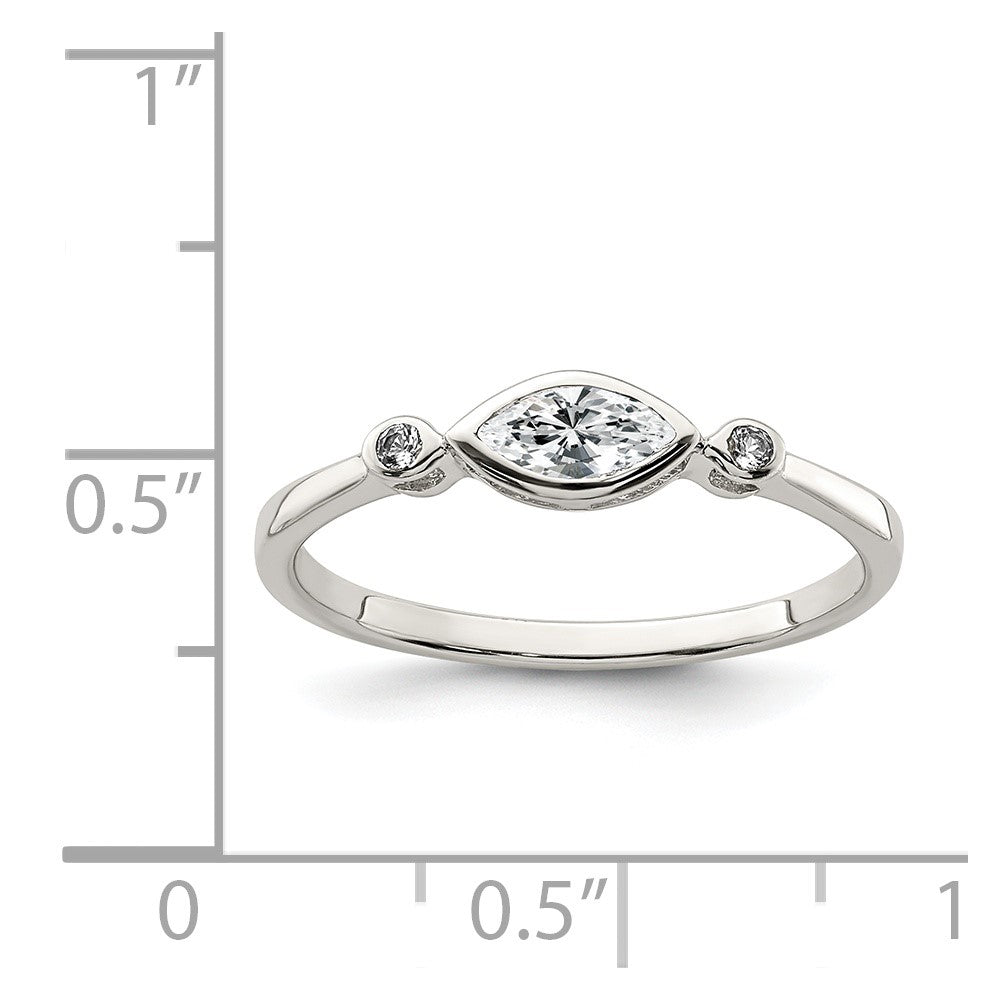 Sterling Silver Rhodium-plated Polished White Topaz Ring