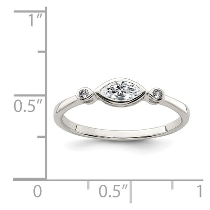 Sterling Silver Rhodium-plated Polished White Topaz Ring