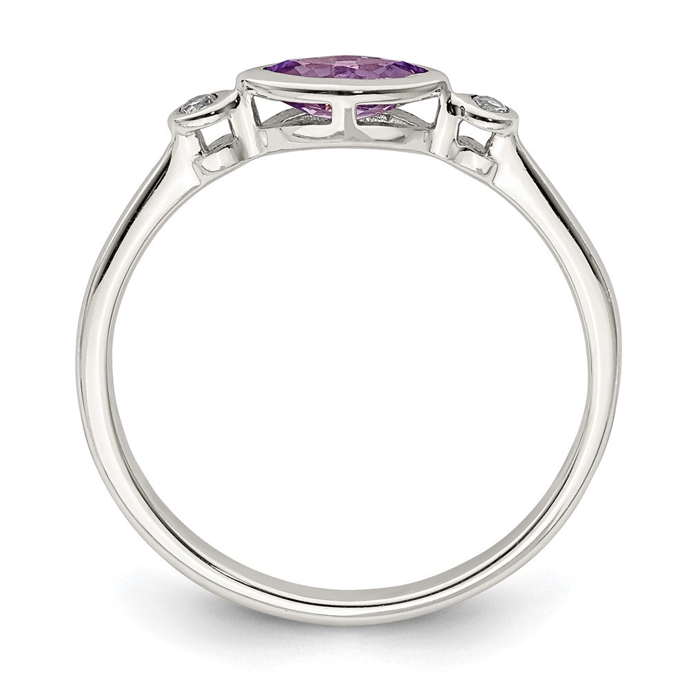 Sterling Silver Rhodium-plated Polished Amethyst/White Topaz Ring
