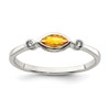 Sterling Silver Rhodium-plated Polished Citrine and White Topaz Ring
