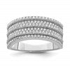 Sterling Silver Rhodium-plated CZ Wide Band Ring