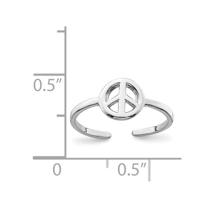 Sterling Silver Rhodium-plated Peace Sign Toe Ring