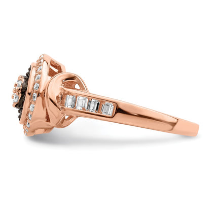 Sterling Silver Rose-tone Black Rhodium-plated CZ Fancy Ring