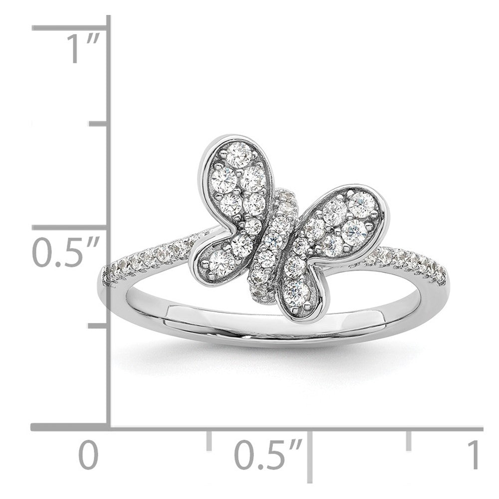 Sterling Silver Rhodium-plated CZ Butterfly Ring