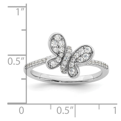 Sterling Silver Rhodium-plated CZ Butterfly Ring