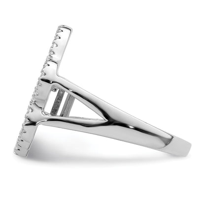 Sterling Silver Rhodium-plated Polished CZ Paw Print Ring