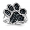 Sterling Silver Rhodium-plated Polished CZ Paw Print Ring