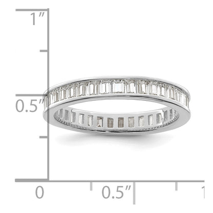 Sterling Silver Polished Rhodium-plated Channel Set CZ Band