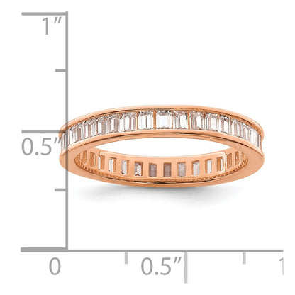 Sterling Silver Polished Rose-tone Channel Set CZ Band
