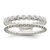 Sterling Silver Polished CZ Beaded Double Fancy Ring