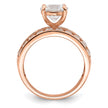 Sterling Silver Polished Rose-tone 3 Row CZ Ring