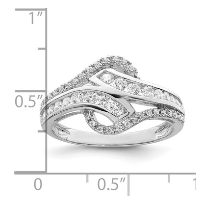 Sterling Silver Rhodium-plated Twist CZ Ring