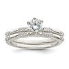 Sterling Silver Polished CZ Wedding Ring Set