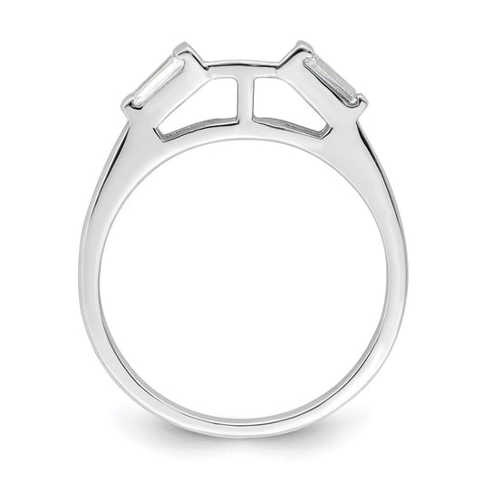 Sterling Silver Rhodium-plated CZ Two Piece Wedding Set Rings