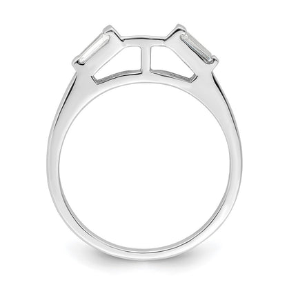 Sterling Silver Rhodium-plated CZ Two Piece Wedding Set Rings
