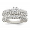 Sterling Silver Polished Pave CZ Wedding Ring Set