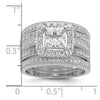 Sterling Silver Rhodium plated CZ 3 piece Bridal Ring Set