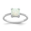 Sterling Silver Rhodium-plated Polished Square White Created Opal Ring