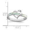 Sterling Silver Rhodium-plated White Created Opal Inlay Heart Ring