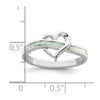 Sterling Silver Rhodium-plated White Created Opal Inlay Heart Ring