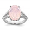 Sterling Silver Rhodium-plated Polished CZ & Pink Crystal Ring