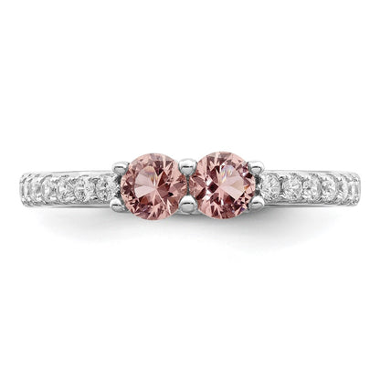 Sterling Silver Rhodium-plated Pink CZ Ring