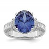 Sterling Silver Rhodium plated Blue & White CZ Ring