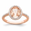 Sterling Silver Rose-tone Pink & White CZ Oval Ring