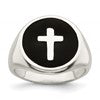 Sterling Silver Rhodium-plated Enameled Cross Ring