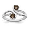 SS Rhod-plated .6t.w. Smoky Quartz & White Topaz Swirl Ring