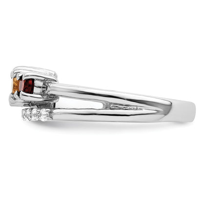Sterling Silver RH-plated 1.02t.w. PE/CI/GA/WT Bypass Ring