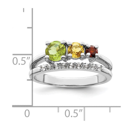 Sterling Silver RH-plated 1.02t.w. PE/CI/GA/WT Bypass Ring